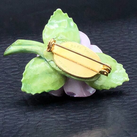 Cara China Porcelain Flower Brooch Purple Rose Staffordshire England Floral Pin - Picture 9 of 9